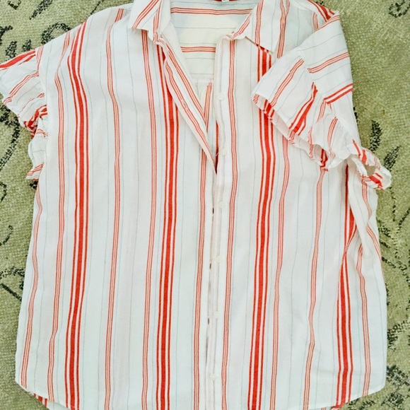 Madewell Central Ruffle Sleeve Button Down Top - Picture 3 of 4